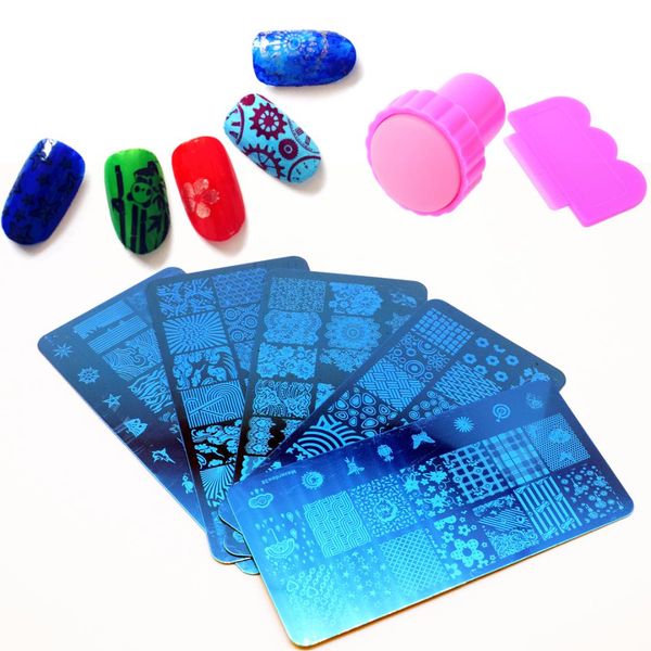 

nail stamping plates stripes nail art stamper scraper set plate animal rec manicure stamp template diy beauty print, White