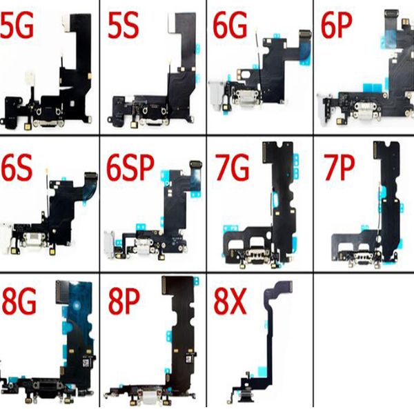 

100% original dock charging connector charging port flex cable replacement for iphone 5 5s 6 6s 6 plus 6s plus 7 7plus 8