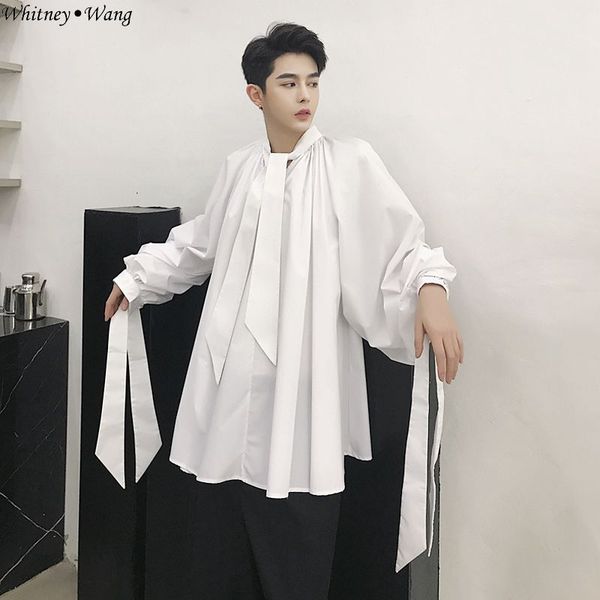 

whitney wang 2018 autumn winter fashion streetwear designer style lantern sleeve bow shirt men women blouse blusas womens, White;black