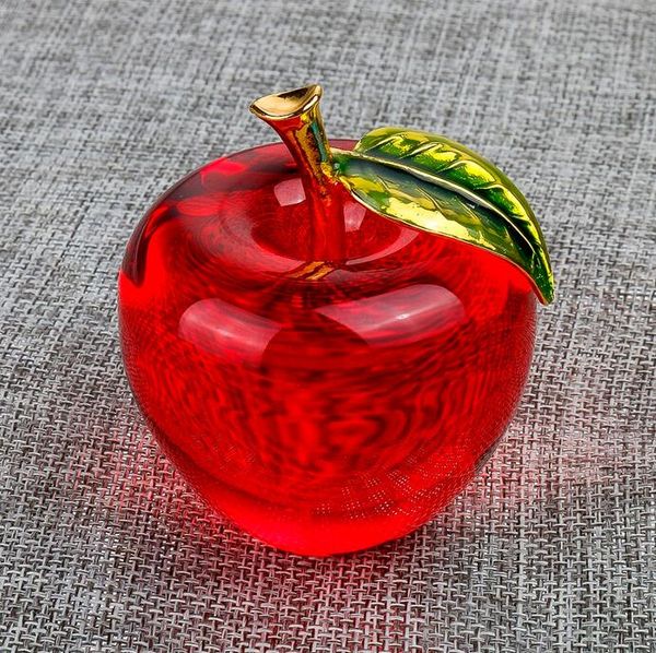 Crystal Apple presse-papier artisanat art collection cristal fruit décoratif vert