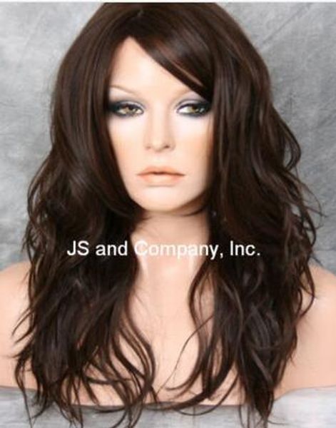 

cos women's synthetic light brown wavy long hair wigs, Black;brown