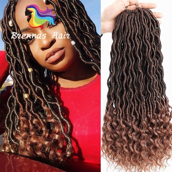 2019 Flawless Ends Perfect Goddess Faux Locs Ombre Two Tone Blonde Golden Color Braiding Hair Extension Super Locs Freetress Bohemia Styles Curly From