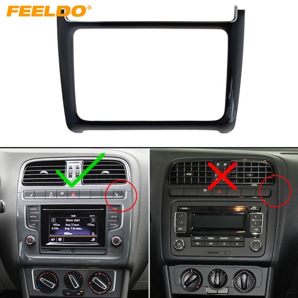 

FEELDO Glossy Black 2DIN Car Refitting Radio Stereo DVD Frame Fascia Dash Panel Installation Kits For Volkswagen Polo(Typ6C;2014+) #2161