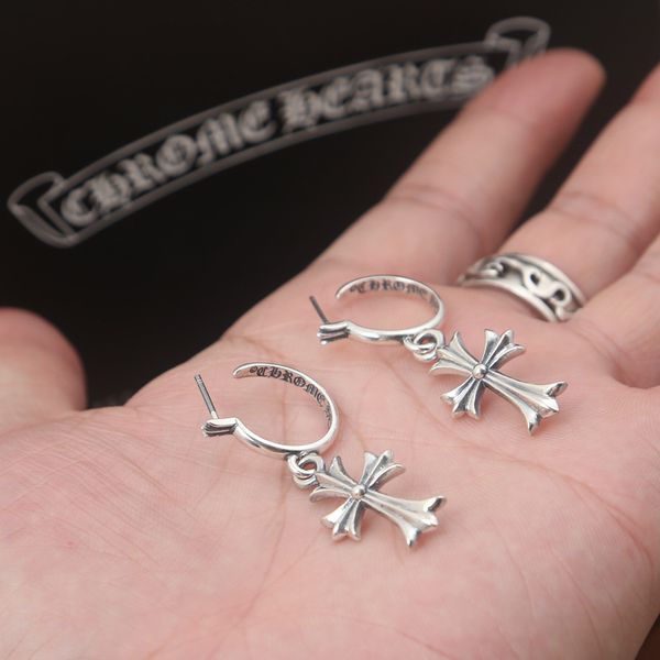 

Brand new 925 sterling silver vintage jewelry antique silver American hand-made designer crosses pendant stud hoop earrings for women