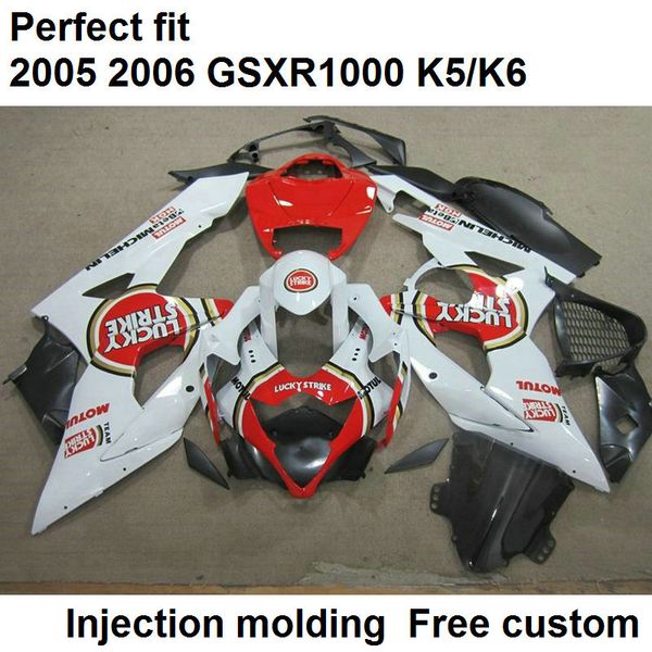 Carene parti del corpo aftermarket per Suzuki GSXR1000 2005 2006 kit carenatura per stampi a iniezione bianco rosso GSXR1000 05 06 ZX10