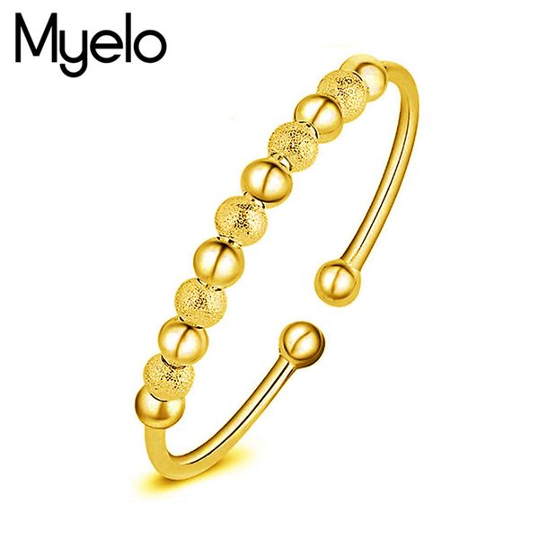 

myelo classic romantic love bangle gold sliver plated charm transfer beads open cuff bracelets bangles for women fashion jewelry, Black