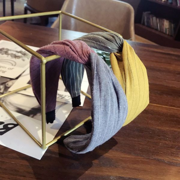 

korea fabric strip hairbands for women hand made retro hair accessories flower crown matching color cross headbands for girls