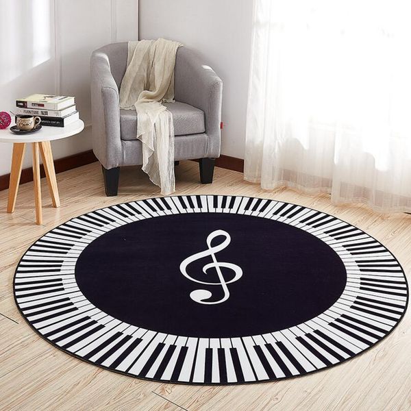Anti Skid Ins Nordic Modern Notes Print Drawing Room Floor Round Carpet Living Room Rug Door Entrance Mat Computer Chair Foot Pad Washable Shaws