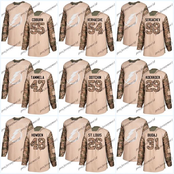 

Womens 59 Jake Dotchin 2018 Camo Veterans Day Tampa Bay Lightning 55 Braydon Coburn 24 Ryan Callahan 98 Mikhail Sergachev Hockey Jerseys