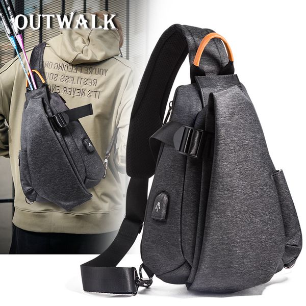 

outwalk male shoulder bags usb charging crossbody bags men anti theft chest bag school summer short trip messengers bag fashion