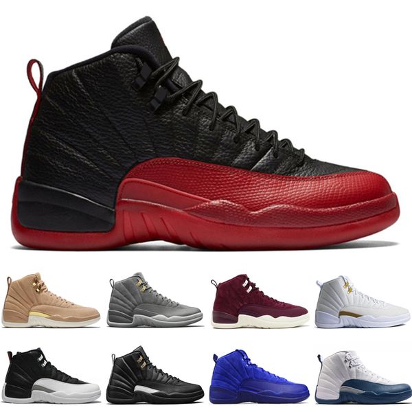 

12 12s men basketball shoes wheat dark grey bordeaux flu game the master taxi playoffs university french blue gym red1 sports sneakers