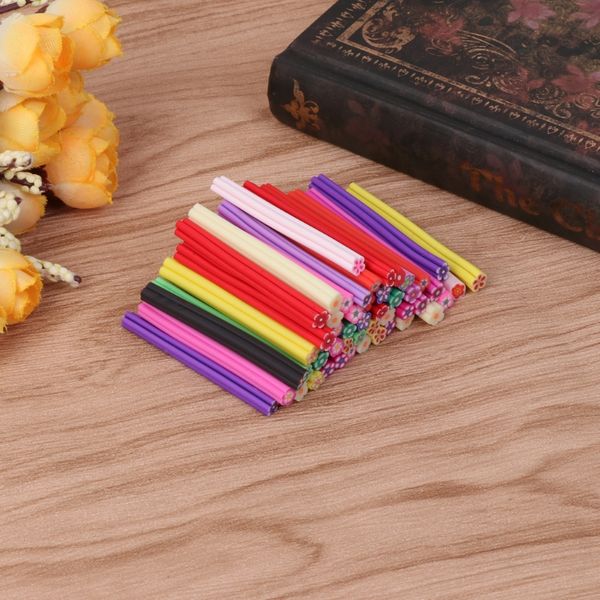 

50pcs 3d nail art flower pattern manicure fimo canes sticks rods sticker gel tip, Black