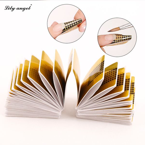 

lily angel professional nail forms sticker 100 pcs acrylic curve nails gel extension nail art polish guide form curl tips, Black