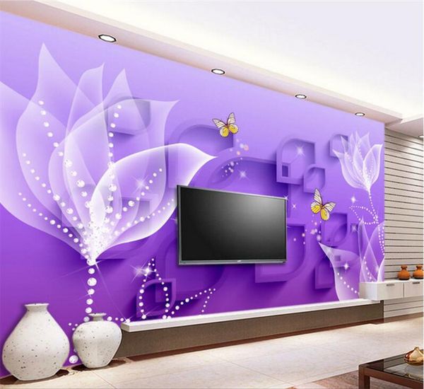 Téléchargement gratuit Images 3d Floral Butterfly Wallpaper Purple Wall Mural Non Woven For le plus cool par