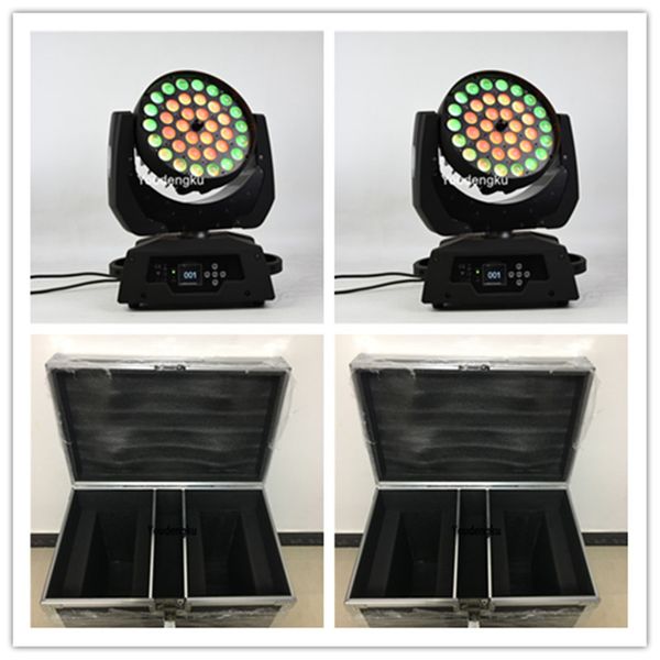 

2 pieces with flightcase pro dmx 4-in-1 rgbw 36x10 zoom wash 4in1 36x10w led moving head wash zoom light