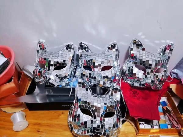 

mirror mask mirror man suit, Black;red