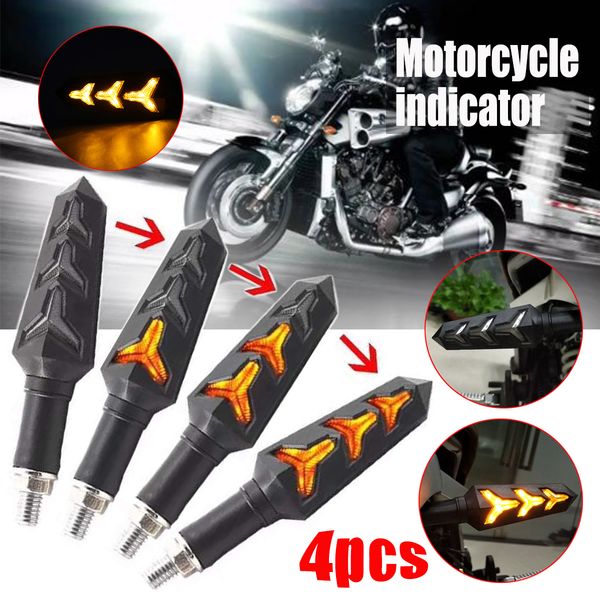 

4шт led fish bone мотоциклов индикатор сигнала поворота лампы фронт + back dc12v желтый цвет воды измельчитель turn light + running light