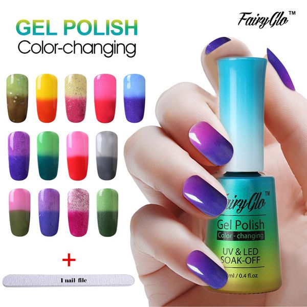 

fairyglo gel varnish 12ml thermal color changing 1 buffer file set tool soak off gel polish kit manicure nail art tools pedicure