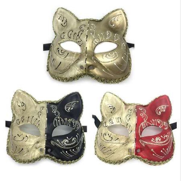 Mulheres Sexy Cat Retro Phantom Venetian Pintado Masquerade Masquerade Handmade Cosplay Dança De Prom Bola Mostra Máscaras De Party