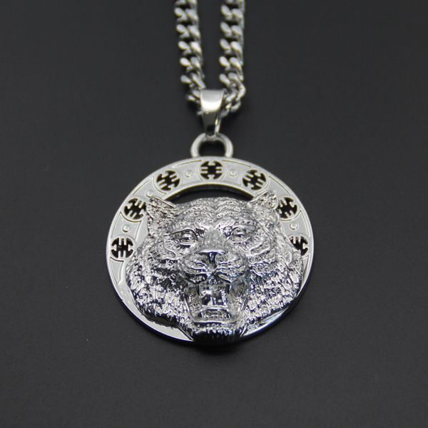 

bling bling хип-хоп стиль львиная голова король лев кулон египетская пирамида ожерелье животных очарование мужчины ювелирные изделия, Silver