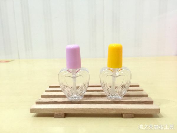 

50pcs/lot, 6ml petg pvc peach heart empty nail polish bottle refillable nail oil container glass packing bottle with brush cap