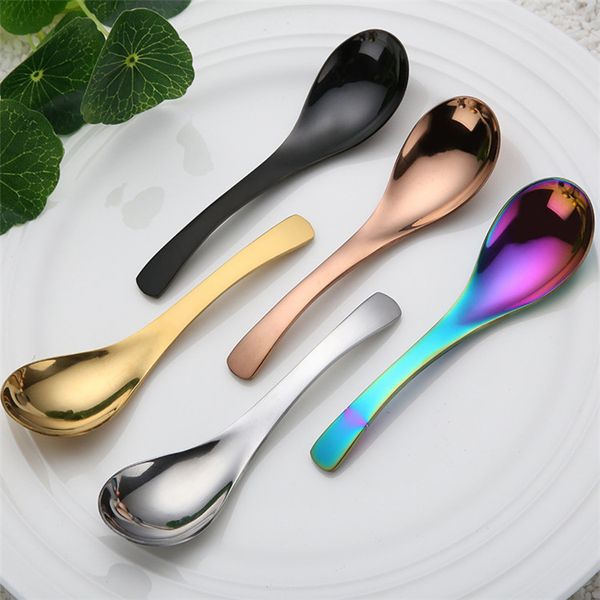 

5color stainless steel earl spoon chinese spoon metal scoop 3 sizes round bottom soup spoon 100pcs t1i849