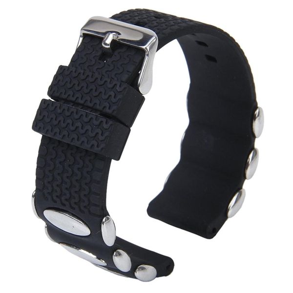 

practical punk black silicone racelet band metal stud insert waterproof, Black;brown