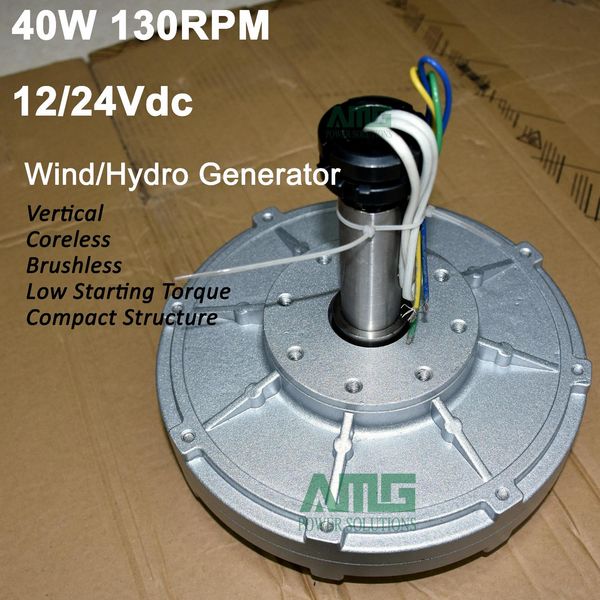 40W 130RPM 12 / 24VDC Baixa velocidade de arranque baixo para DIY Permanente Ímã Cineless Generator alternador