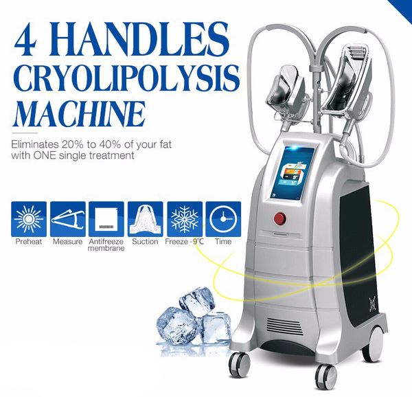 

4 handpieces cryolipolysis e fat cryotherapy avacuum loss weight beauty machine cryo handles slimming machine