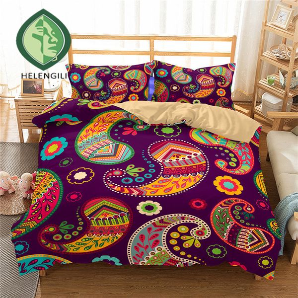 Helengili 3d Bedding Set Paisley Print Duvet Cover Set Lifelike