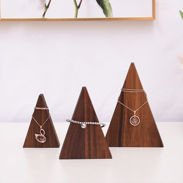 

black walnut chain pendant necklace bracelets display stand solid wood triangle jewellery display rack