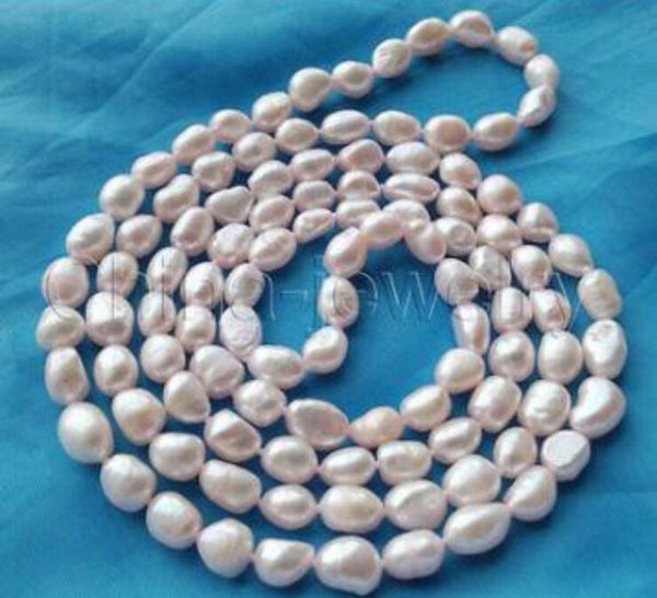 

new 1029+++45" long 8-9mm light pink baroque freshwater pearl necklace, Silver