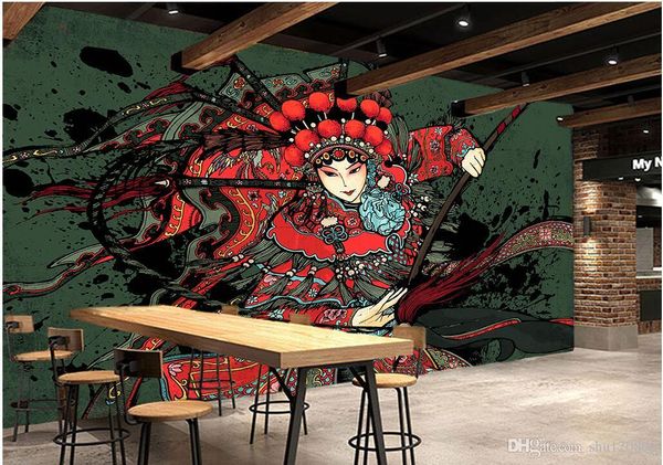 

3d room wallpaper on a wall custom p mural chinese style beijing opera martial arts performance 3d wall murals wallpaper for walls 3 d