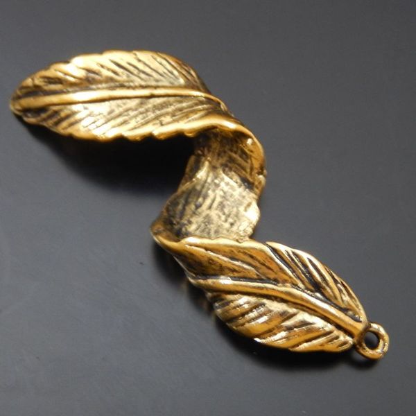 

10pcs antique gold alloy curled leaf man bracelet charm necklace pendant jewelry making 44*14*8mm handmade crafts jewelry 50124, Bronze;silver