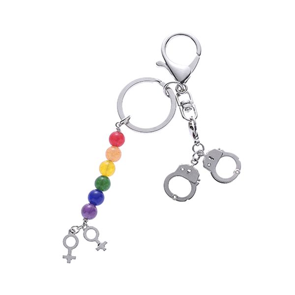 

fashion keychains rainbow multicolor keychains natural stones beads charm fashion jewelry gifts, Silver