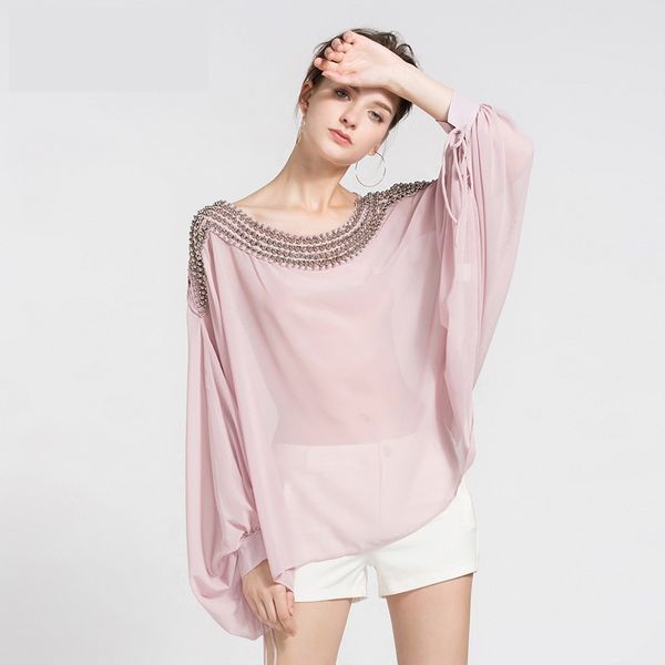 blusa rosa transparente