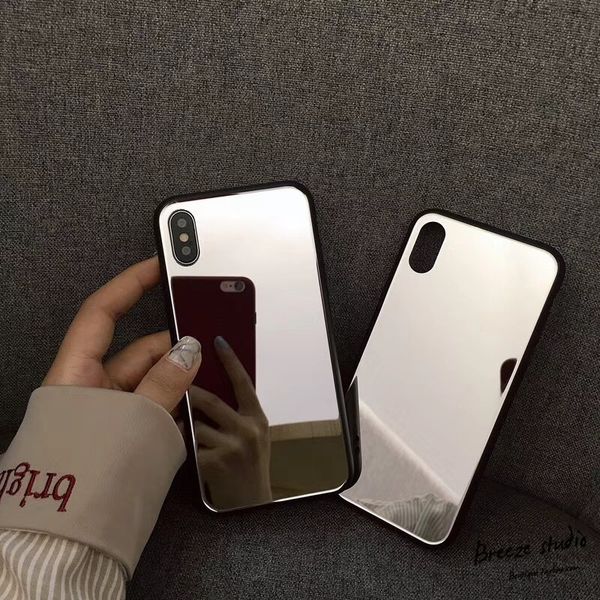 

2018 lady style for iphone designer phone case mirror makeup cover tempered glass case for goophone x desinger phone case