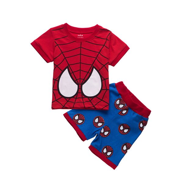 

summer 2018 children's pajamas sets cotton baby girls short sleeved cartoon sleepwear kids pyjama nightwear enfant boys dft12, Blue;red