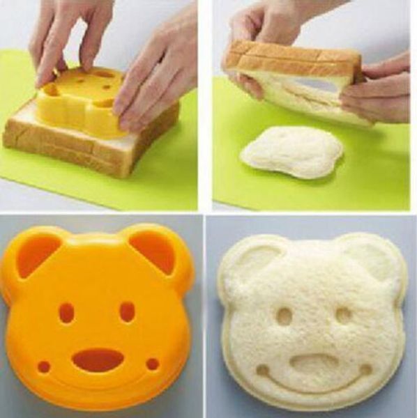 

diy cartoon bear design sandwich cutter bread biscuits embossed device cake tools rice balls lunch diy mould tool