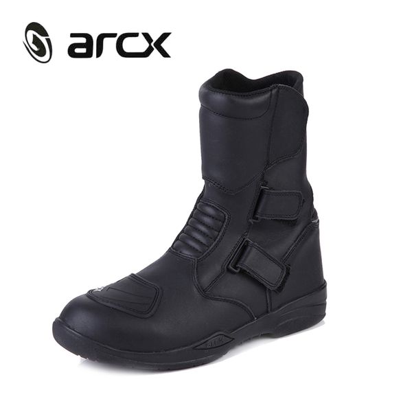 

arcx genuine cow leather motorcycle riding boots waterproof motorbike chopper cruiser touring street moto racing mid-calf shoes