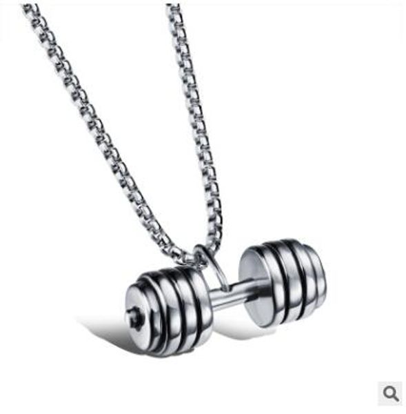 

фитнес гантели штангой кулон ожерелье титана, Silver