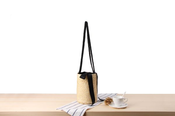 

одно плечо ведро сплетенный мешок ленты сплошной цвет ручной мешок соломы летние каникулы пляж мешок отдыха