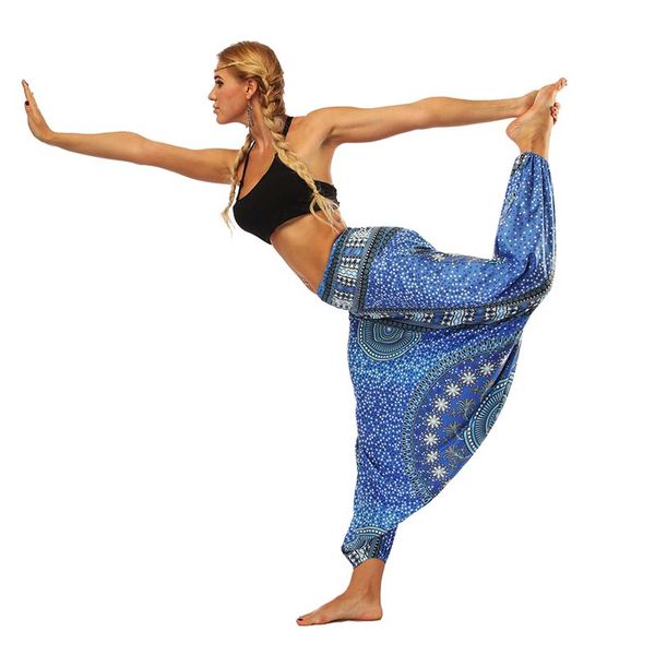 

new women lantern yoga pants ethnic style elastic dancing loose fit high waist beach trousers ing, White;red