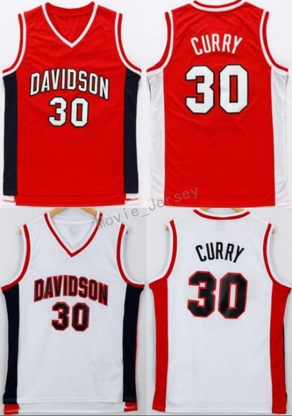 

davidson wildcats 30 college jerseys red white men basketball jersey all stitched on sale, Black;red