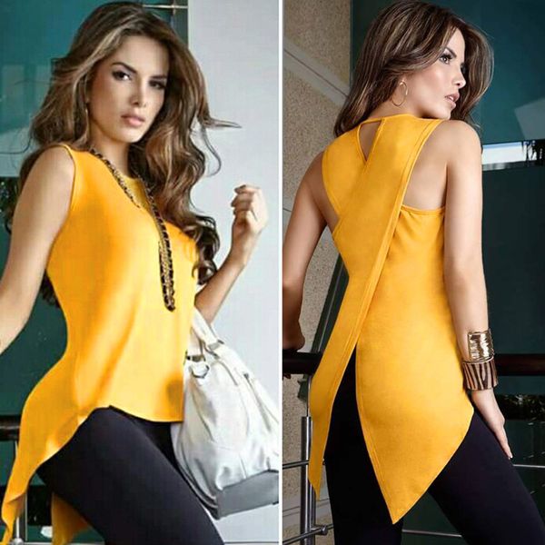 

lossky 2018 summer new sleeveless t-shirt yellow cross ladies sleeveless o-neck slim dovetail t shirt women plus size, White