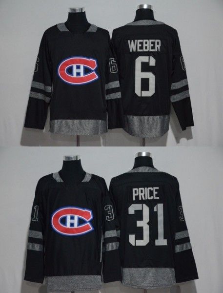 

1917-2017 100th Anniversary Hockey Jerseys Montreal Canadiens #6 Shea Weber #31 Carey Price 100th Patch Black 100% Stitched With Patch