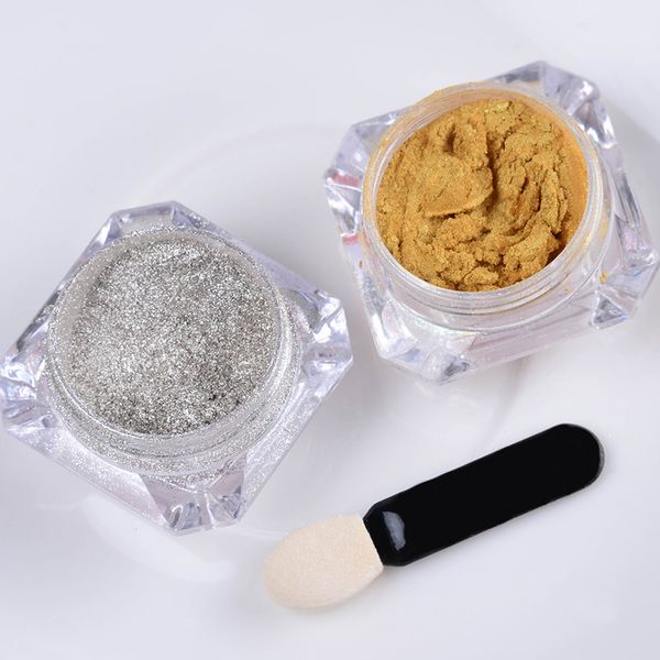 

ur sugar gold silver nail glitter powder mirror effect nail glitter sequins shiny design diy manicure art decoration, Silver;gold