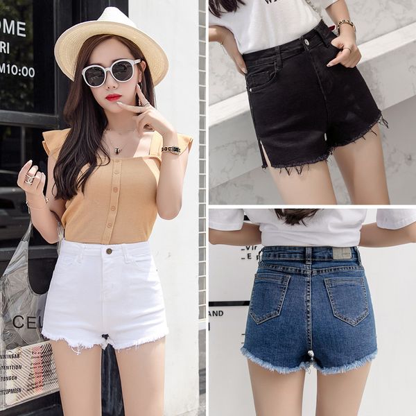 

2018 casual wild temperament fashion hairy jeans women high waisted skinny high waist jeans women white black blue