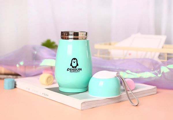 

stainless steel children's thermal insulation penguin water bottle mug portable cartoon thermos kettle advertising cup logo custom