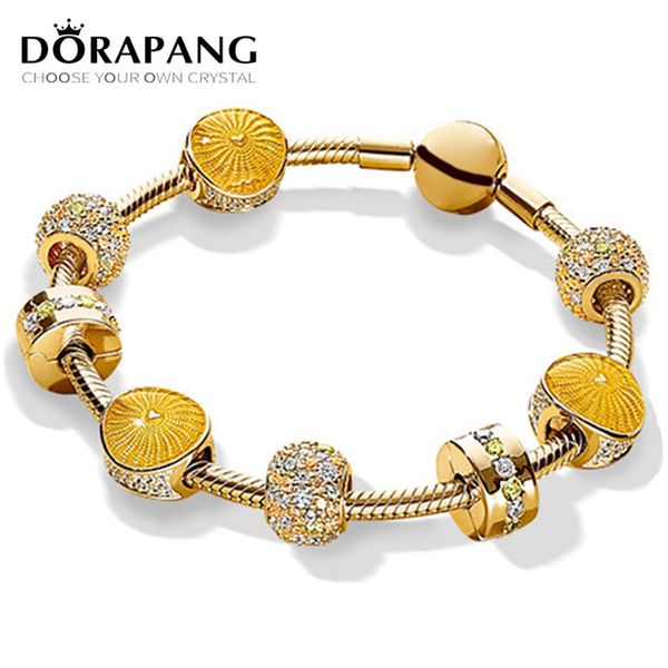 

dorapang 100% 925 sterling silver brand new 18k gold color bracelet glitter charm sunlight sunshine bracelet set for diy gifts, Black